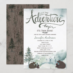 Forest Adventure Boy Country Twin Bars mit Schwest Einladung