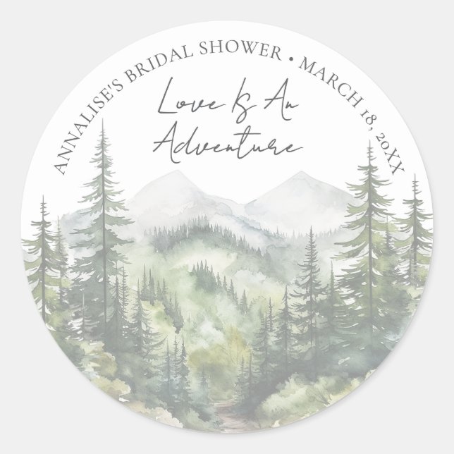Forest Adventure Bridal Shower Runder Aufkleber (Vorderseite)