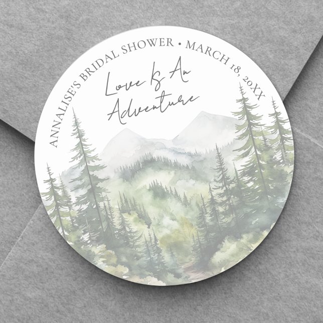 Forest Adventure Bridal Shower Runder Aufkleber (Forest Adventure Bridal Shower Classic Round Sticker )