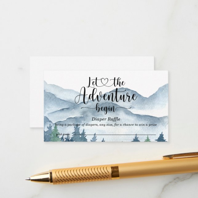 Forest Adventure Watercolor Baby Diaper Begleitkarte (Vorderseite/Rückseite Beispiel)