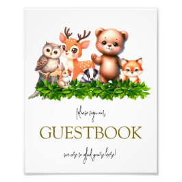 Forest animal baby GuestBook-Zeichen Fotodruck
