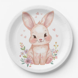 Forest Animal Baby Shower Decor Pink Bunny Pappteller