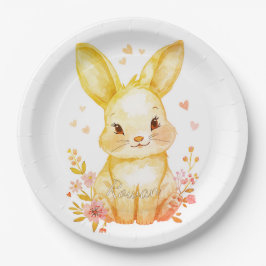 Forest Animal Baby Shower Decor Yellow Bunny Pappteller