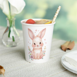 Forest Animal Baby Shower Pink Bunny Party Theme Pappbecher