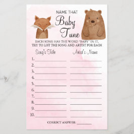 Forest Animal Name, die Baby Tune Dusche Spielkart Flyer