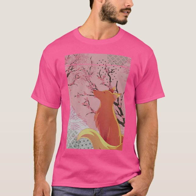 Forest Animal Sakura Wildlife Japanese Cherry Blos T-Shirt (Vorderseite)