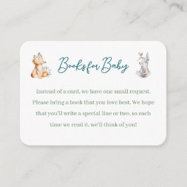 Forest Animal Woodland Baby Shower Book Request Begleitkarte