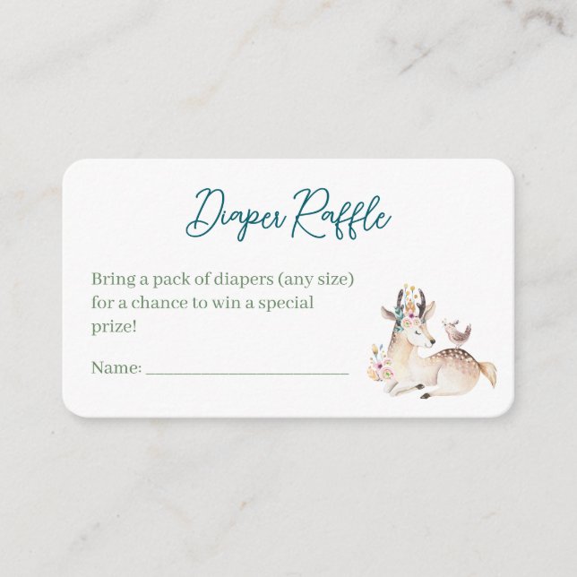 Forest Animal Woodland Baby Shower Diaper Raffle Begleitkarte (Vorderseite)