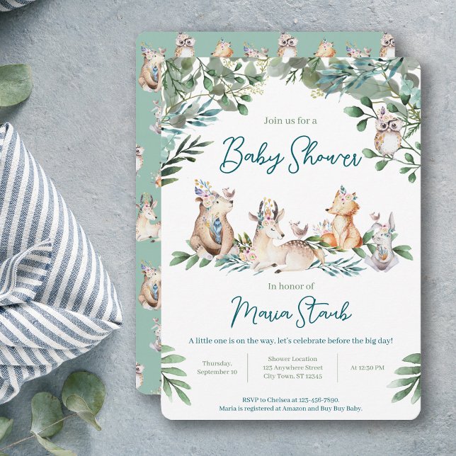 Forest Animal Woodland Baby Shower Invitation Einladung (Von Creator hochgeladen)