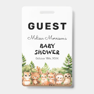 Forest Animals Baby Boy Shower Guest Ausweis