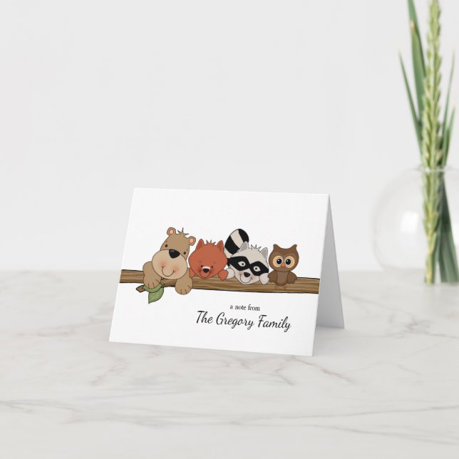 Forest Animals Thank You Note Card │ Folded Dankeskarte (Vorderseite)