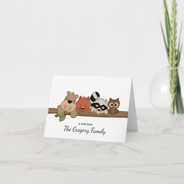 Forest Animals Thank You Note Card │ Folded Dankeskarte (Vorderseite)