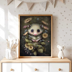 Forest Baby Possum Sonnenblume   Possum Wall Print Poster