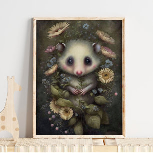 Forest Baby Possum Sonnenblume   Possum Wall Print Poster
