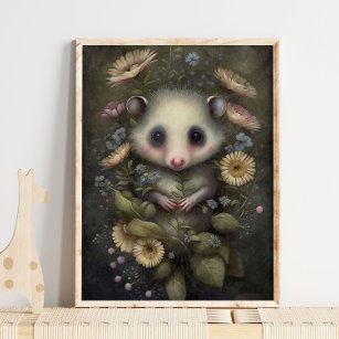 Forest Baby Possum Sonnenblume   Possum Wall Print Poster