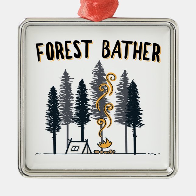Forest Bather Camping Ornament Aus Metall (Vorne)