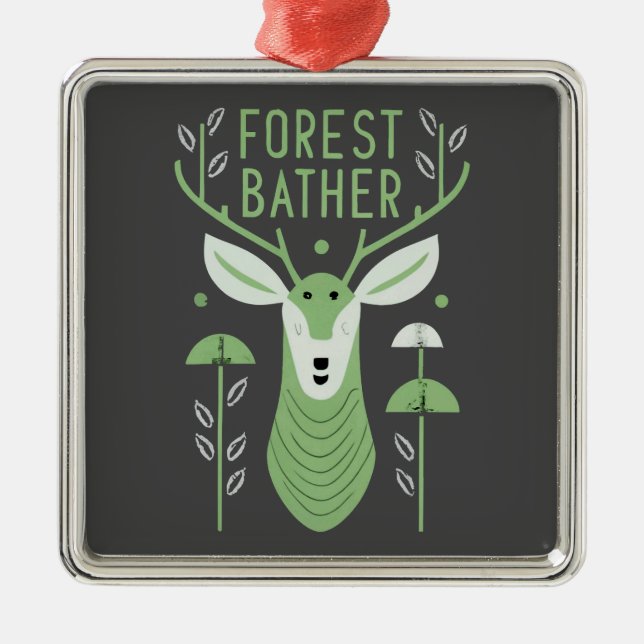 Forest Bather Deer Ornament Aus Metall (Vorne)