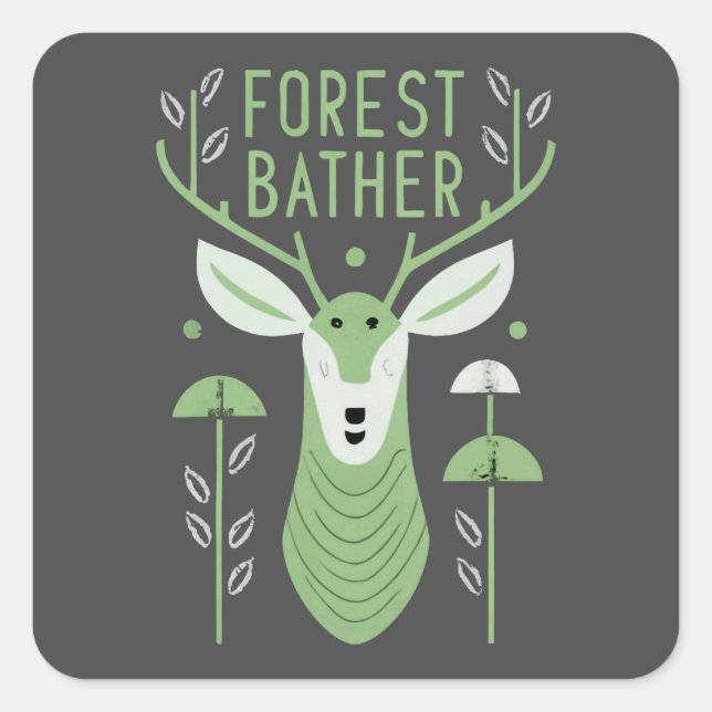 Forest Bather Deer Quadratischer Aufkleber (Vorderseite)