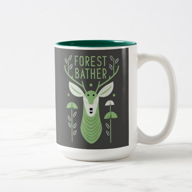Forest Bather Deer Zweifarbige Tasse (Rechts)