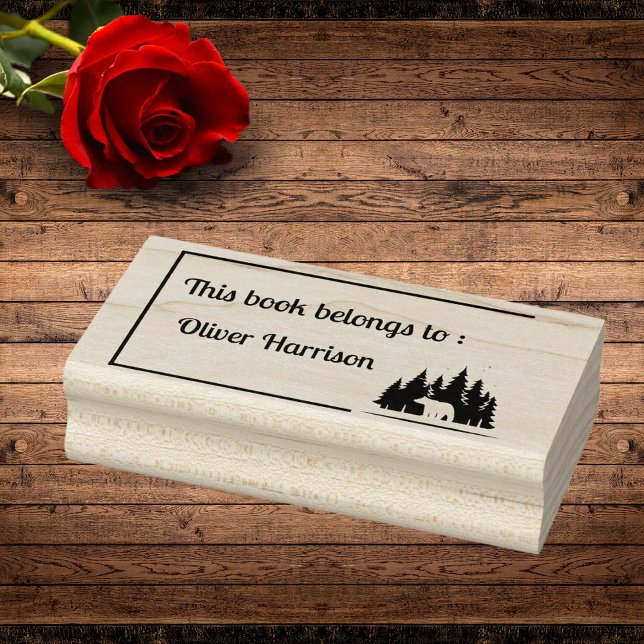 Forest Bear 'This Book Belongs To' Custom Stamp Gummistempel (Von Creator hochgeladen)
