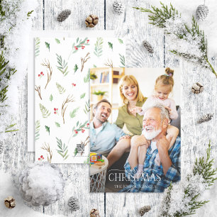 Forest Berry Pinecone Frohe Weihnachtszeit Foto Feiertagskarte