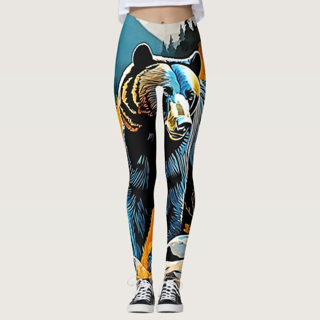 Forest Black Bar Majestät Design Leggings (Vorderseite)