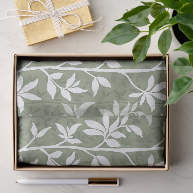Forest Breeze Minimalist Botanical Silhouette Sage Seidenpapier (Geschenk)
