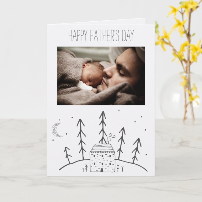 Forest Cabin Moon Vatertag mit Foto Karte (Gelbe Blume)