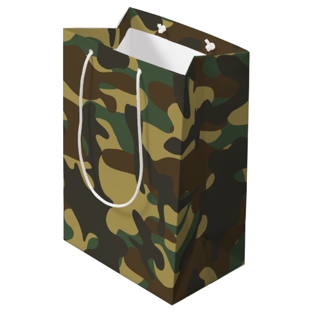Forest Camouflage Mittlere Geschenktüte (Rückseite Schrägansicht)