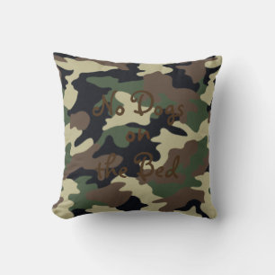 Forest Camouflage "No Dogs on the Bed" Kissen