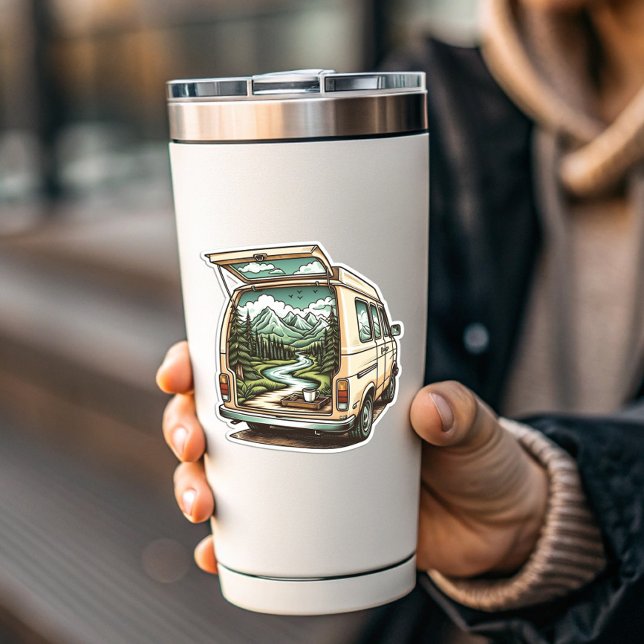 Forest Camper Van Vinyl Sticker | Camping Sticker (Forest Camper Van Vinyl Sticker | Camping Van Sticker by PiggyPrint Stickers)