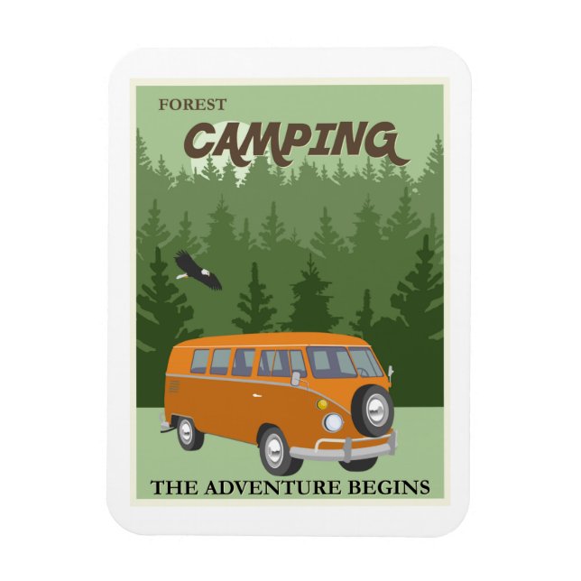 Forest Camping Camper Van Travel Poster Magnet (Vertikal)