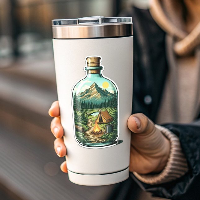 Forest Camping In a Bottle Vinyl Sticker | Sticker (Forest Camping In a Bottle Vinyl Sticker | Sticker by PiggyPrint Stickers)