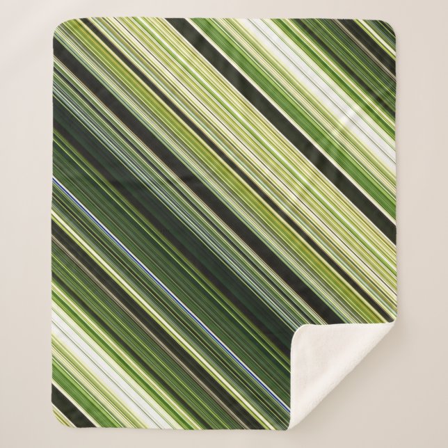 Forest Canopy Green und Cream Strip Sherpadecke (Vorderseite)