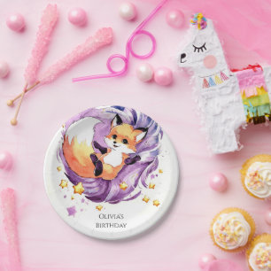 Forest Children's Fox Geburtstag Pappteller