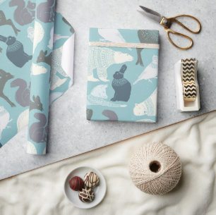 Forest Christmas Bunny Fox Deer Bären Bird Eichhör Geschenkpapier