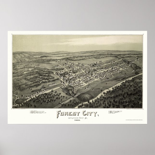 Forest City, PA Panorama Karte - 1889 Poster (Vorne)