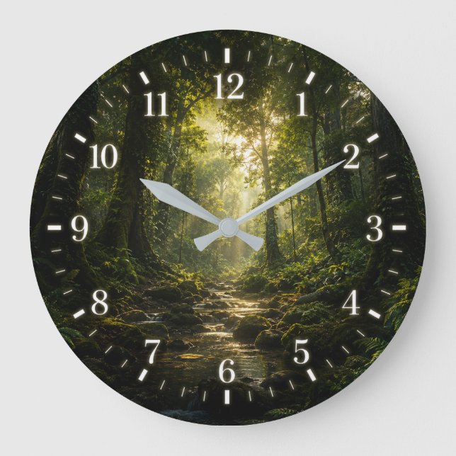 Forest Clock 2026 Version Große Wanduhr (Vorderseite)