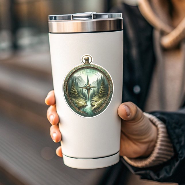 Forest Compass Vinyl Sticker | Die-Cut Sticker (Forest Compass Vinyl Sticker | Die-Cut Sticker by PiggyPrint Stickers)