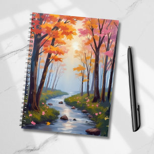 Forest Creek Herbstlaub Wasserfarbenlandschaft Notizblock