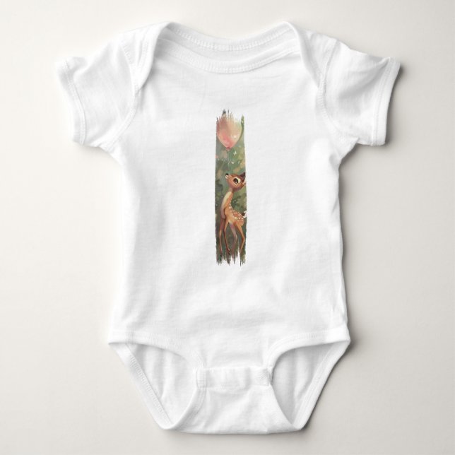 Forest Daydream Deer Pinselstrich Baby Strampler (Vorderseite)