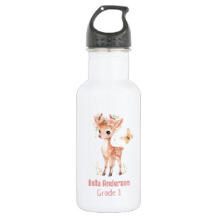 Forest Deer Animal Girl Edelstahlflasche