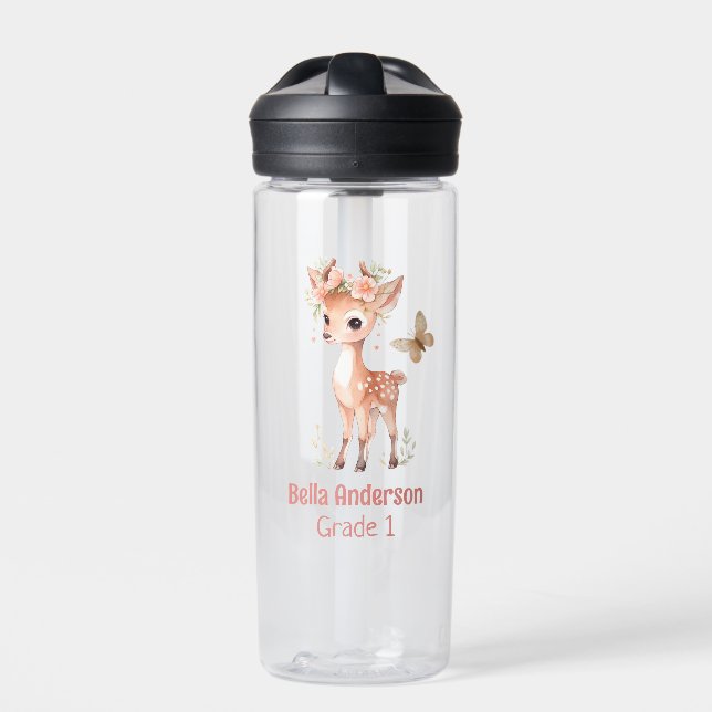 Forest Deer Animal Girl Trinkflasche (Vorderseite)