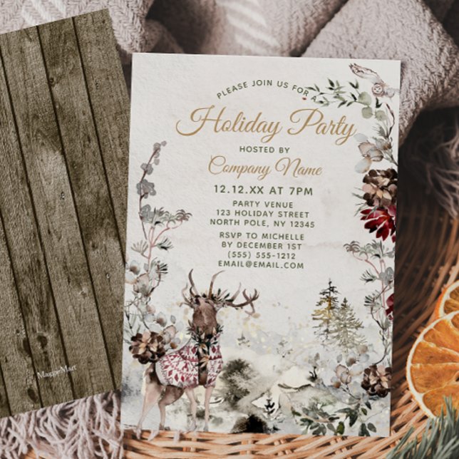 Forest Deer Corporate Holiday Christmas Party Einladung (Von Creator hochgeladen)