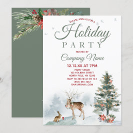 Forest Deer Corporate Holiday Weihnachtsfest Party Einladung