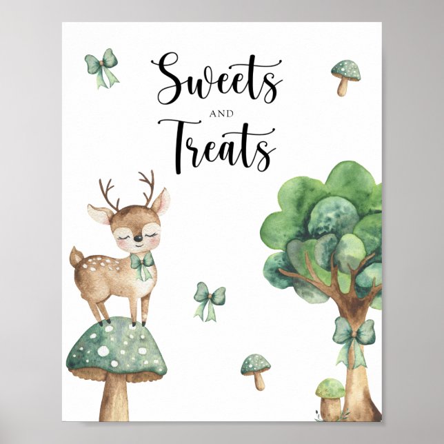 Forest Deer - Süßigkeiten und Leckereien Babydusch Poster (Vorne)