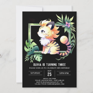 Forest Digital Tiger Geburtstag Einladung