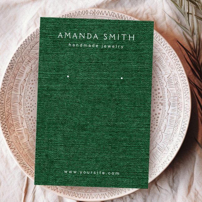 Forest dunkelgrüne Leinen sehen Ohrsichtkarte aus (Forest dark green linen look earring display card)