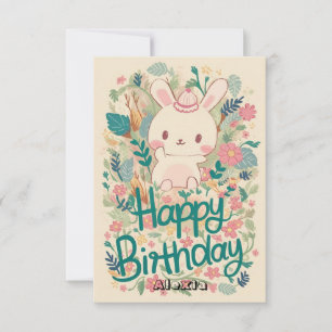 Forest Editable Bunny Digital Geburtstag Karte