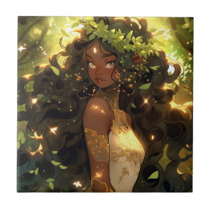 Forest Elf American Black Fantasy Art Fliese
